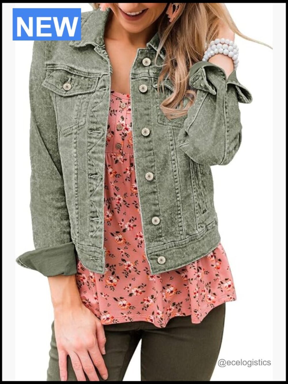 Women's Long Sleeve Button Down Denim Jean Jacket Classic Fit